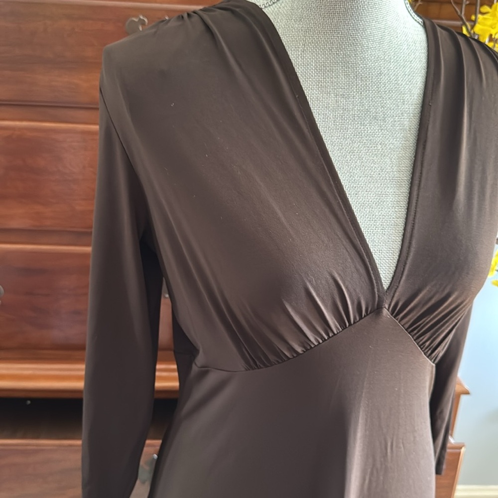 Maggy London Matte Jersey Dress Dark Brown Size 10 - Picture 4 of 9